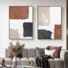 Burnt Beige Color Block Abstract Wall Art Minimalist Pictures For Modern Apartment Wall Decor