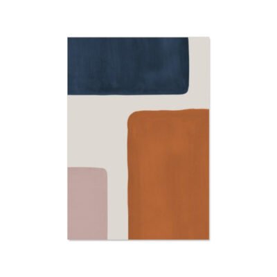 Burnt Orange Abstract Color Block Wall Art Pictures For Modern Loft Apartment Living Room Decor