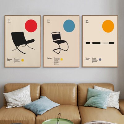 Classic Bauhaus Retrospective Minimalist Wall Art Fine Art Canvas Prints For Home Office Study Art Decor