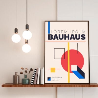 Colorful Abstract Bauhaus Geometric Design Wall Art Pictures For Modern City Apartment Decor