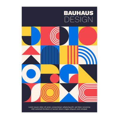 Colorful Abstract Bauhaus Geometric Design Wall Art Pictures For Modern City Apartment Decor