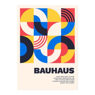 Colorful Abstract Bauhaus Geometric Design Wall Art Pictures For Modern City Apartment Decor