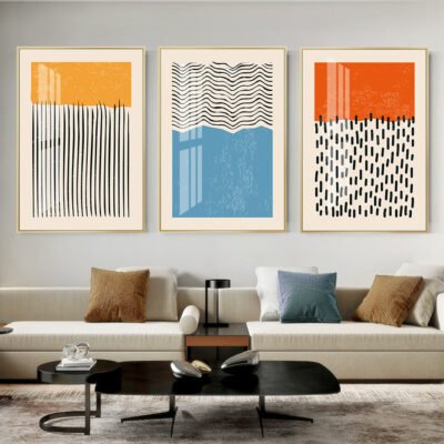 Colorful Abstract Color Block Wall Art Pictures For Modern Apartment Home Office Decor