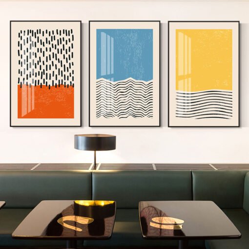 Colorful Abstract Color Block Wall Art Pictures For Modern Apartment Home Office Decor