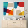 Colorful Abstract Color Blocks Geometric Wall Art Pictures For Modern Living Room Home Office Decor