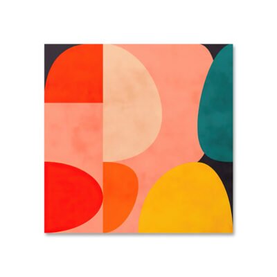 Colorful Abstract Mid Century Color Block Wall Art Square Format Pictures For Living Room