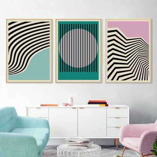 Colorful Modern Abstract Spherical Geometric Wall Art Pictures For Modern Apartment Living Room