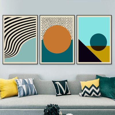 Colorful Modern Abstract Spherical Geometric Wall Art Pictures For Modern Apartment Living Room
