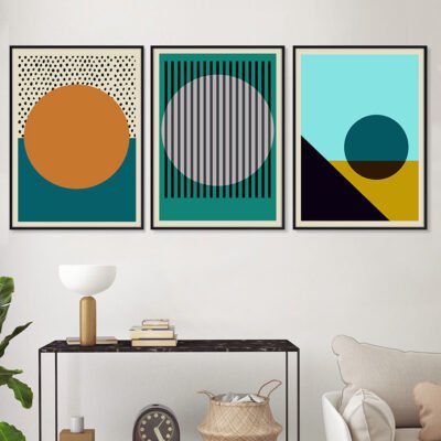 Colorful Modern Abstract Spherical Geometric Wall Art Pictures For Modern Apartment Living Room