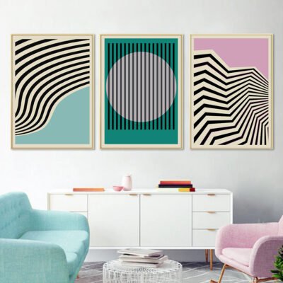 Colorful Modern Abstract Spherical Geometric Wall Art Pictures For Modern Apartment Living Room