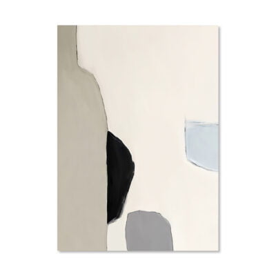 Contemporary Abstract Black Beige Color Block Wall Art Pictures For Modern Minimalist Living Room