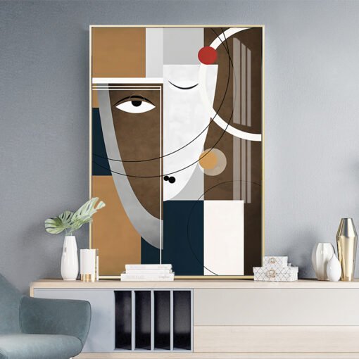 Contemporary Abstract Color Block Portrait Wall Art Pictures For Modern Loft Apartment Decor