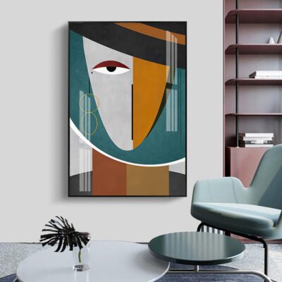 Contemporary Abstract Color Block Portrait Wall Art Pictures For Modern Loft Apartment Decor