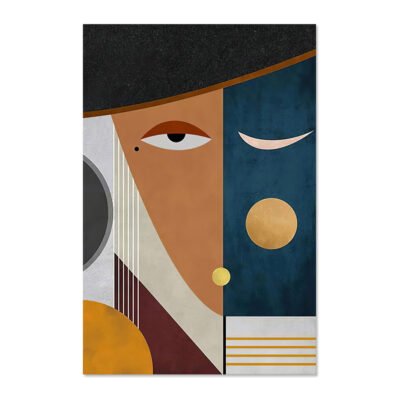 Contemporary Abstract Color Block Portrait Wall Art Pictures For Modern Loft Apartment Decor