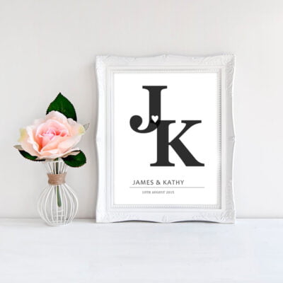 Elegant Personalized Anniversary Love Print Wall Art Lovers Pictures For Bedroom Decor