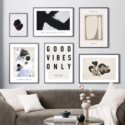 Good Vibes Only Modern Abstract Minimalist Gallery Wall Art Pictures For Living Room Home Office Decor