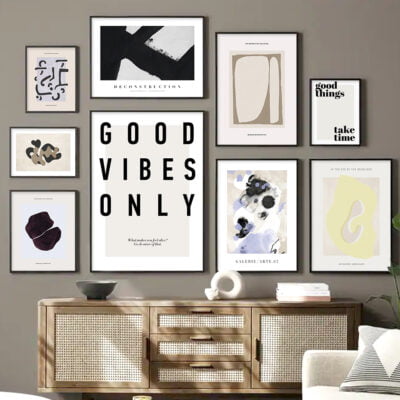 Good Vibes Only Modern Abstract Minimalist Gallery Wall Art Pictures For Living Room Home Office Decor