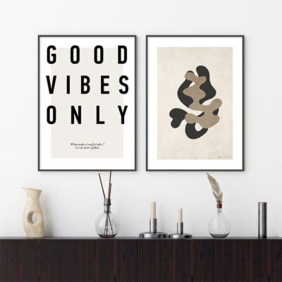 Good Vibes Only Modern Abstract Minimalist Gallery Wall Art Pictures For  Living Room Home Office Decor