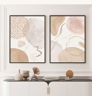 Light Shades Of Beige Abstract Nordic Wall Art Pictures For Modern Living Room Wall Decor