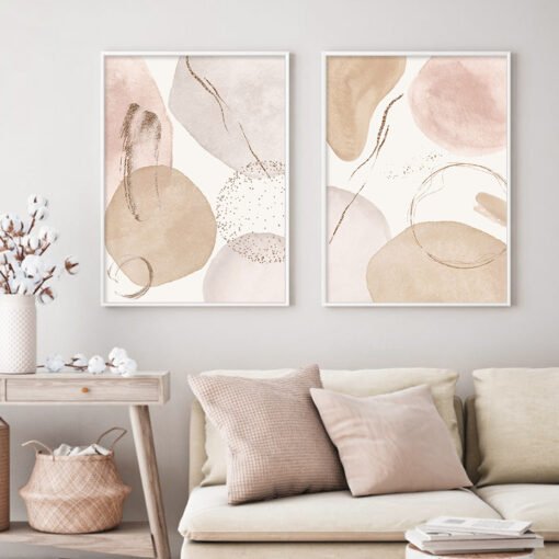 Light Shades Of Beige Abstract Nordic Wall Art Pictures For Modern Living Room Wall Decor