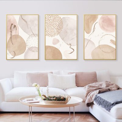 Light Shades Of Beige Abstract Nordic Wall Art Pictures For Modern Living Room Wall Decor