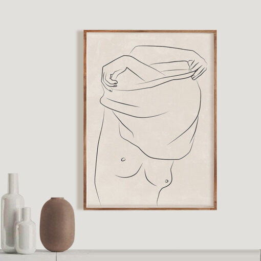 Mid Century Abstract Minimalist Line Art Portrait Wall Art Fine Art Canvas Prints For Living Room