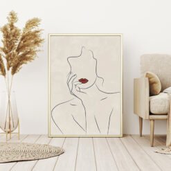 Mid Century Abstract Minimalist Line Art Portrait Wall Art Fine Art Canvas Prints For Living Room