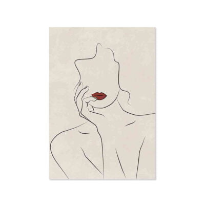 Mid Century Abstract Minimalist Line Art Portrait Wall Art Fine Art Canvas Prints For Living Room