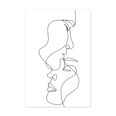 Minimalist Figure Art Lovers Line Art Wall Art Modern Black & White Pictures For Bedroom Living Room