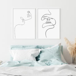 Minimalist Figure Art Lovers Line Art Wall Art Modern Black & White Pictures For Bedroom Living Room