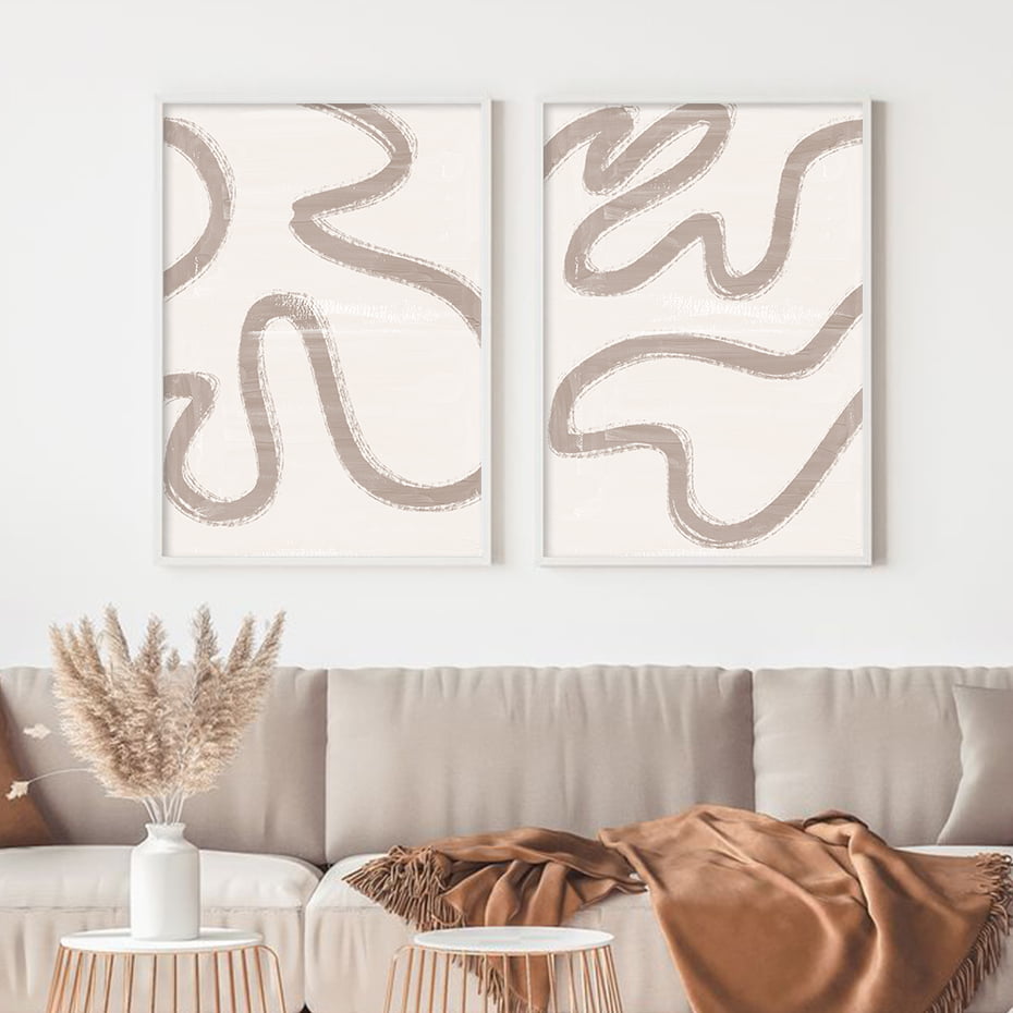 Minimalist Neutral Color Still Life Abstract Patterned Gallery Wall Decor For Living Room