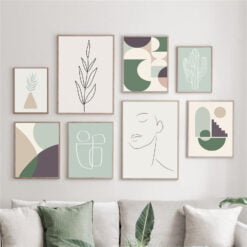 Mint Green Beige Minimalist Gallery Wall Art Modern Pictures For Natural Living Room Interior Decor