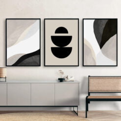 Modern Abstract Black Beige Minimalist Wall Art Pictures For Contemporary Interiors