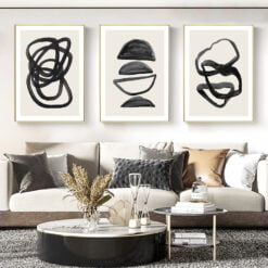 Modern Abstract Black Ink Minimalist Wall Art Pictures For Living Room Home Office Interior Decor