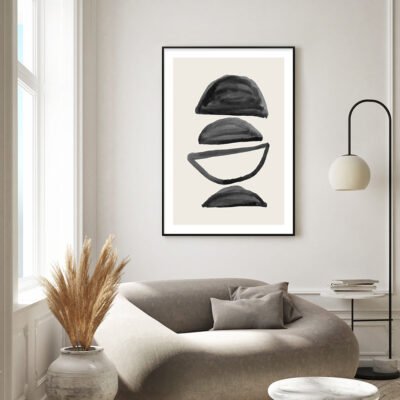 Modern Abstract Black Ink Minimalist Wall Art Pictures For Living Room Home Office Interior Decor