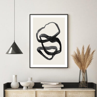 Modern Abstract Black Ink Minimalist Wall Art Pictures For Living Room Home Office Interior Decor