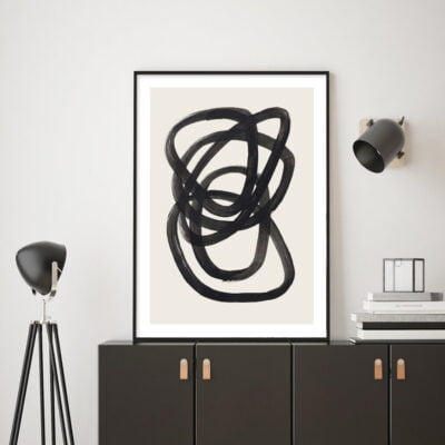 Modern Abstract Black Ink Minimalist Wall Art Pictures For Living Room Home Office Interior Decor