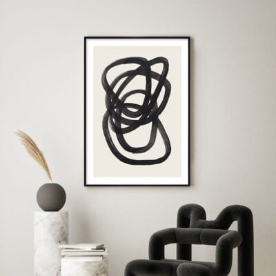 Modern Abstract Black Ink Minimalist Wall Art Pictures For Living Room Home Office Interior Decor