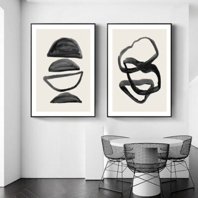 Modern Abstract Black Ink Minimalist Wall Art Pictures For Living Room Home Office Interior Decor