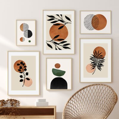 Modern Abstract Bohemian Botanic Gallery Wall Art Pictures For Living Room Dining Room Decor