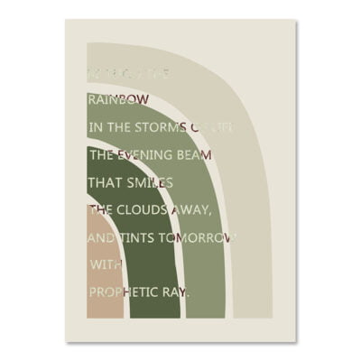 Modern Abstract Green Beige Floral Rainbow Quote Gallery Wall Art Pictures For Living Room Decor