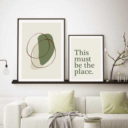 Modern Abstract Green Beige Floral Rainbow Quote Gallery Wall Art Pictures For Living Room Decor