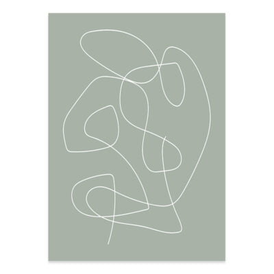 Modern Abstract Green Beige Minimalist Gallery Wall Art For Neutral Color Living Room Decor