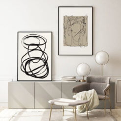 Modern Abstract Minimalist Black Beige Gallery Wall Art Pictures For Contemporary Living Room