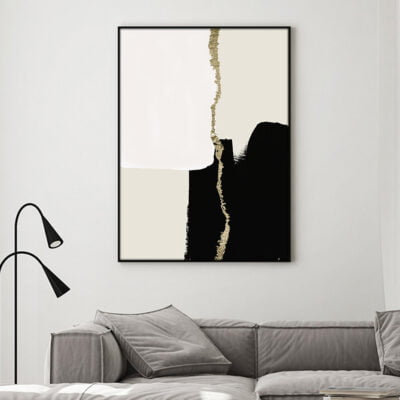 Modern Abstract Minimalist Black Beige Gold Wall Art Pictures For Luxury Living Room Home Decor