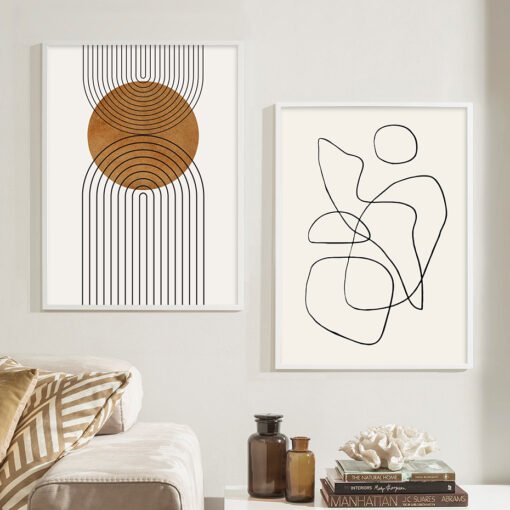 Modern Abstract Minimalist Mid Century Gallery Wall Decor For Living Room Dining Room Decor