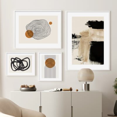 Modern Abstract Minimalist Mid Century Gallery Wall Decor For Living Room Dining Room Decor