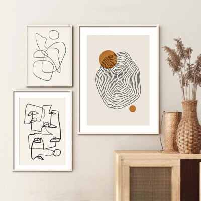 Modern Abstract Minimalist Mid Century Gallery Wall Decor For Living Room Dining Room Decor