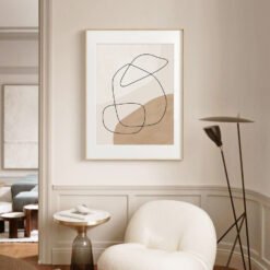 Modern Abstract Minimalist Shades Of Beige Gallery Wall Art Pictures For Contemporary Living Room