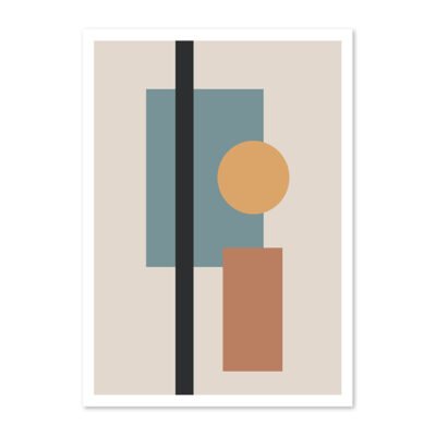 Modern Mid Century Retro Geometric Shapes Abstract Gallery Wall Art Pictures For Living Room Decor